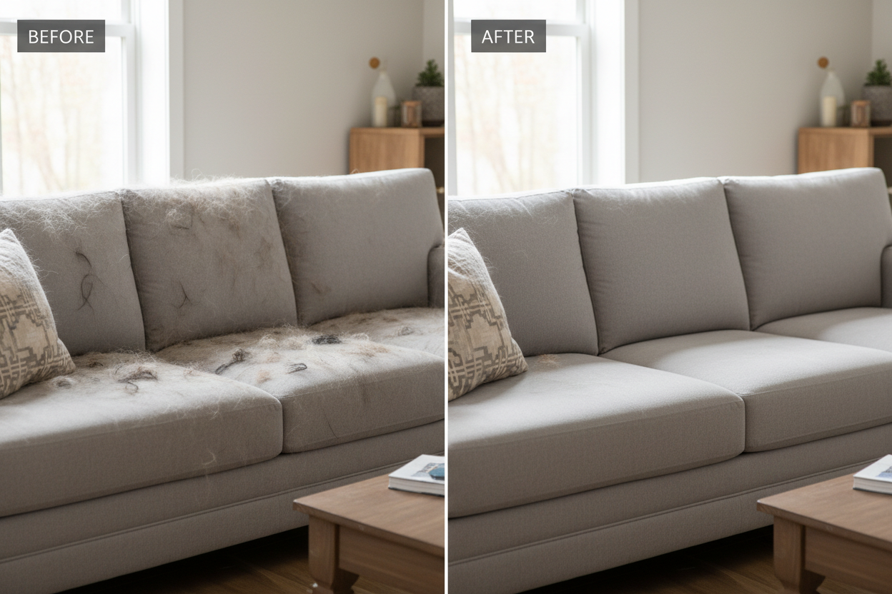 Couch before/after cleaning